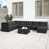 Thumbnail for 8-tlg. Garten-Lounge-Set mit Kissen Schwarz Poly Rattan