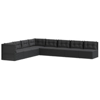 Thumbnail for 8-tlg. Garten-Lounge-Set mit Kissen Schwarz Poly Rattan