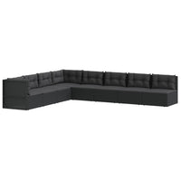 Thumbnail for 8-tlg. Garten-Lounge-Set mit Kissen Schwarz Poly Rattan