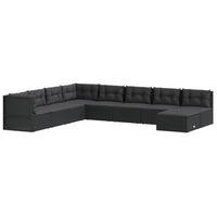 Thumbnail for 9-tlg. Garten-Lounge-Set mit Kissen Schwarz Poly Rattan