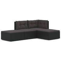 Thumbnail for 4-tlg. Garten-Lounge-Set mit Kissen Schwarz Poly Rattan