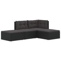 Thumbnail for 4-tlg. Garten-Lounge-Set mit Kissen Schwarz Poly Rattan