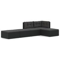 Thumbnail for 5-tlg. Garten-Lounge-Set mit Kissen Schwarz Poly Rattan