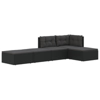 Thumbnail for 5-tlg. Garten-Lounge-Set mit Kissen Schwarz Poly Rattan