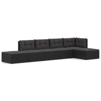 Thumbnail for 6-tlg. Garten-Lounge-Set mit Kissen Schwarz Poly Rattan