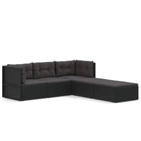 Thumbnail for 5-tlg. Garten-Lounge-Set mit Kissen Schwarz Poly Rattan