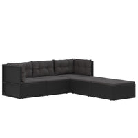 Thumbnail for 5-tlg. Garten-Lounge-Set mit Kissen Schwarz Poly Rattan