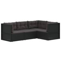Thumbnail for 4-tlg. Garten-Lounge-Set mit Kissen Schwarz Poly Rattan