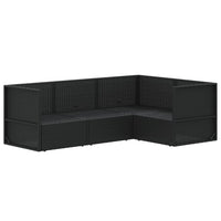 Thumbnail for 4-tlg. Garten-Lounge-Set mit Kissen Schwarz Poly Rattan