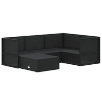 Thumbnail for 5-tlg. Garten-Lounge-Set mit Kissen Schwarz Poly Rattan