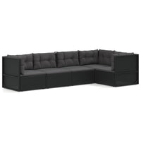 Thumbnail for 5-tlg. Garten-Lounge-Set mit Kissen Schwarz Poly Rattan