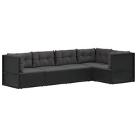 Thumbnail for 5-tlg. Garten-Lounge-Set mit Kissen Schwarz Poly Rattan