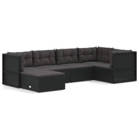 Thumbnail for 6-tlg. Garten-Lounge-Set mit Kissen Schwarz Poly Rattan