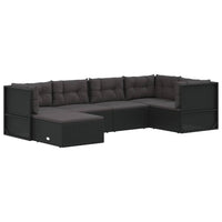 Thumbnail for 6-tlg. Garten-Lounge-Set mit Kissen Schwarz Poly Rattan