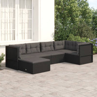 Thumbnail for 6-tlg. Garten-Lounge-Set mit Kissen Schwarz Poly Rattan