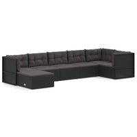 Thumbnail for 7-tlg. Garten-Lounge-Set mit Kissen Schwarz Poly Rattan