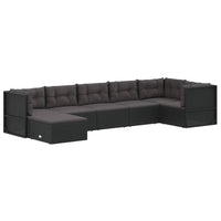 Thumbnail for 7-tlg. Garten-Lounge-Set mit Kissen Schwarz Poly Rattan