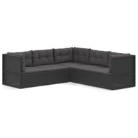 Thumbnail for 5-tlg. Garten-Lounge-Set mit Kissen Schwarz Poly Rattan