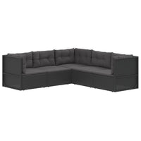 Thumbnail for 5-tlg. Garten-Lounge-Set mit Kissen Schwarz Poly Rattan