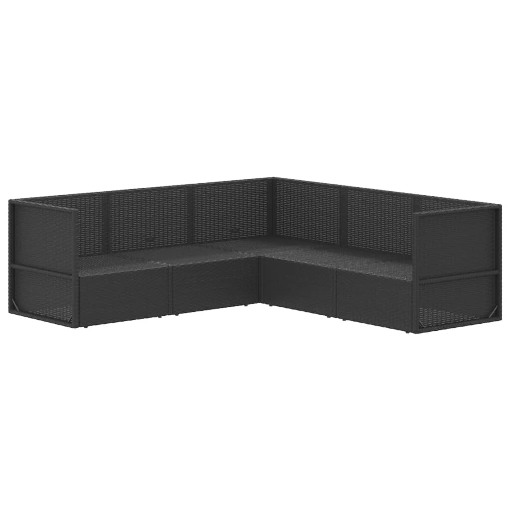 5-tlg. Garten-Lounge-Set mit Kissen Schwarz Poly Rattan