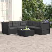 Thumbnail for 5-tlg. Garten-Lounge-Set mit Kissen Schwarz Poly Rattan