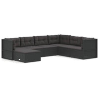 Thumbnail for 7-tlg. Garten-Lounge-Set mit Kissen Schwarz Poly Rattan