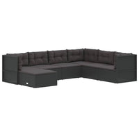 Thumbnail for 7-tlg. Garten-Lounge-Set mit Kissen Schwarz Poly Rattan