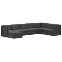 Thumbnail for 8-tlg. Garten-Lounge-Set mit Kissen Schwarz Poly Rattan