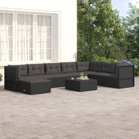 Thumbnail for 8-tlg. Garten-Lounge-Set mit Kissen Schwarz Poly Rattan