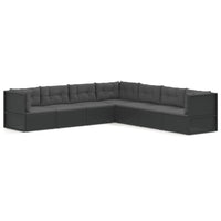 Thumbnail for 7-tlg. Garten-Lounge-Set mit Kissen Schwarz Poly Rattan