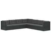 Thumbnail for 7-tlg. Garten-Lounge-Set mit Kissen Schwarz Poly Rattan