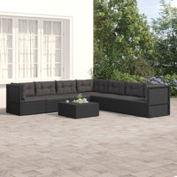 Thumbnail for 7-tlg. Garten-Lounge-Set mit Kissen Schwarz Poly Rattan