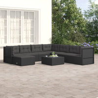 Thumbnail for 8-tlg. Garten-Lounge-Set mit Kissen Schwarz Poly Rattan