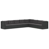 Thumbnail for 8-tlg. Garten-Lounge-Set mit Kissen Schwarz Poly Rattan