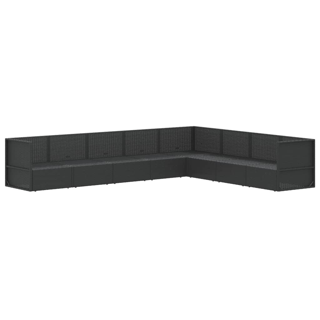 8-tlg. Garten-Lounge-Set mit Kissen Schwarz Poly Rattan