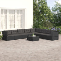 Thumbnail for 8-tlg. Garten-Lounge-Set mit Kissen Schwarz Poly Rattan