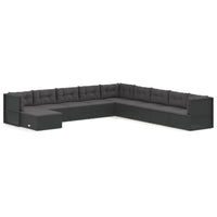Thumbnail for 10-tlg. Garten-Lounge-Set mit Kissen Schwarz Poly Rattan