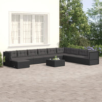 Thumbnail for 10-tlg. Garten-Lounge-Set mit Kissen Schwarz Poly Rattan