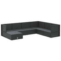 Thumbnail for 7-tlg. Garten-Lounge-Set mit Kissen Schwarz Poly Rattan