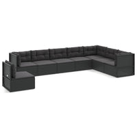 Thumbnail for 8-tlg. Garten-Lounge-Set mit Kissen Schwarz Poly Rattan