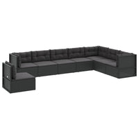 Thumbnail for 8-tlg. Garten-Lounge-Set mit Kissen Schwarz Poly Rattan
