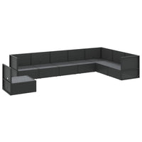 Thumbnail for 8-tlg. Garten-Lounge-Set mit Kissen Schwarz Poly Rattan