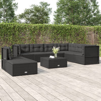 Thumbnail for 8-tlg. Garten-Lounge-Set mit Kissen Schwarz Poly Rattan