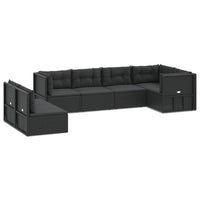Thumbnail for 7-tlg. Garten-Lounge-Set mit Kissen Schwarz Poly Rattan