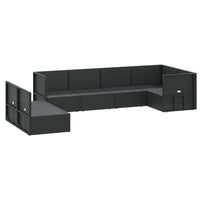 Thumbnail for 7-tlg. Garten-Lounge-Set mit Kissen Schwarz Poly Rattan