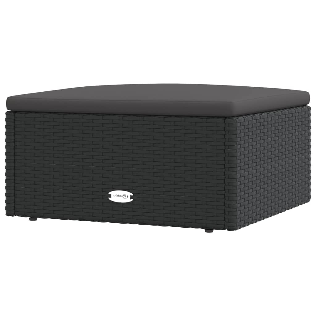 9-tlg. Garten-Lounge-Set mit Kissen Schwarz Poly Rattan