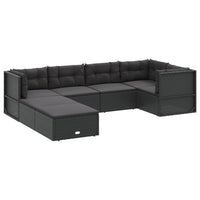 Thumbnail for 7-tlg. Garten-Lounge-Set mit Kissen Schwarz Poly Rattan