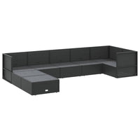 Thumbnail for 8-tlg. Garten-Lounge-Set mit Kissen Schwarz Poly Rattan