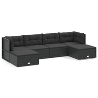 Thumbnail for 6-tlg. Garten-Lounge-Set mit Kissen Schwarz Poly Rattan
