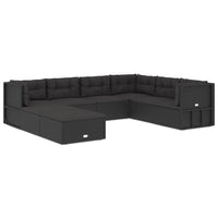 Thumbnail for 8-tlg. Garten-Lounge-Set mit Kissen Schwarz Poly Rattan